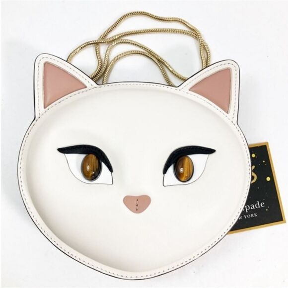 KATE SPADE x CATS BROADWAY MUSICAL MEOW CROSSBODY GOLD SNAKE CHAIN STRAP - Picture 1 of 16